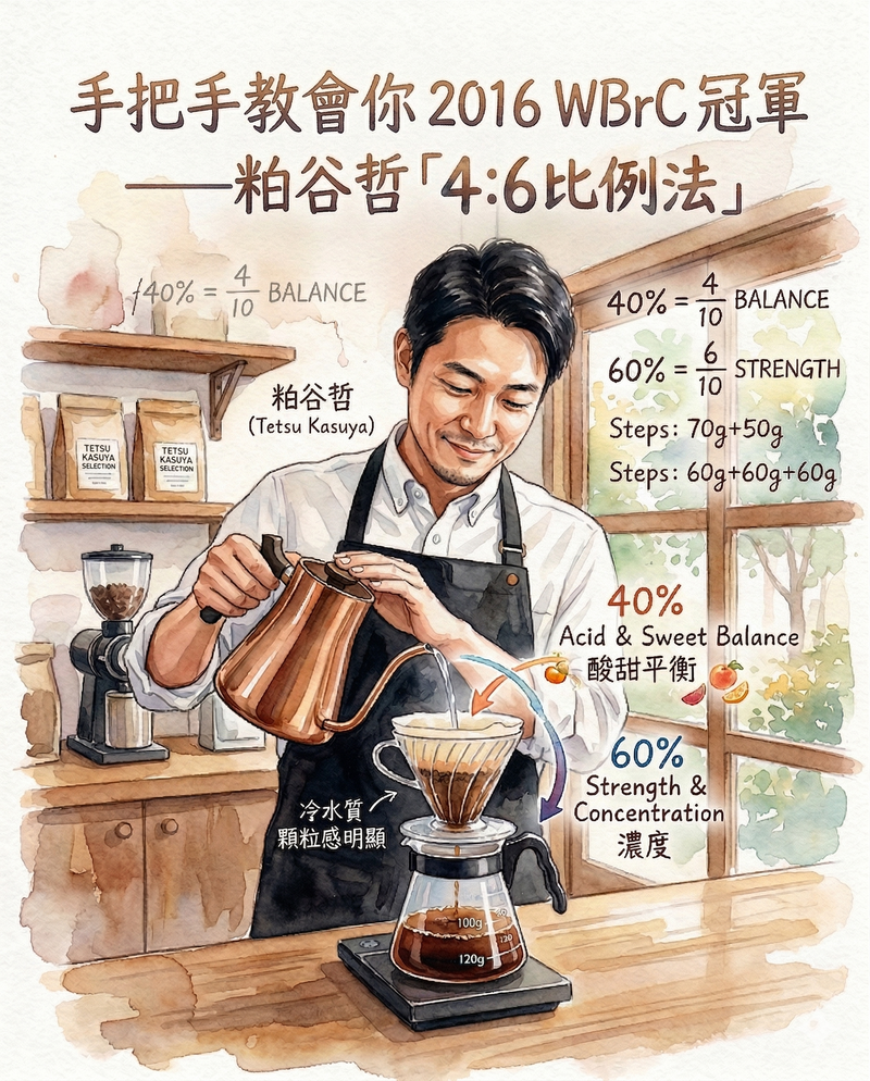 【咖啡迷必學】2016 WBrC 冠軍——粕谷哲「4:6 比例法」：用數學邏輯沖出極致風味 ☕